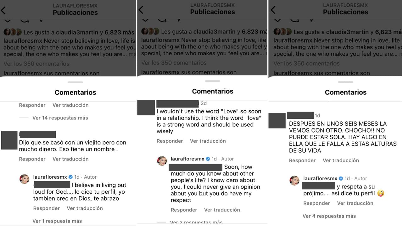 Laura Flores respondió a quienes criticaron su romance.