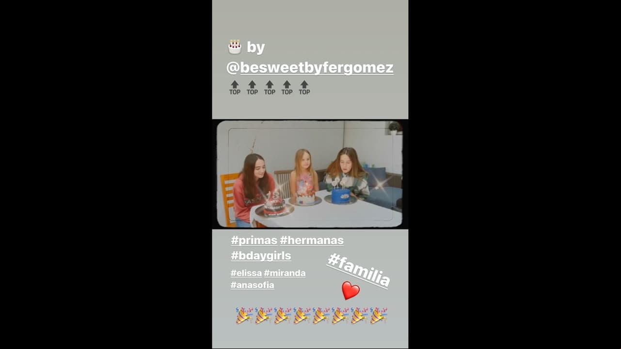 En una de las historias de su Instagram, Gabriel Soto mostró el momento exacto en que las hijas de Geraldine Bazán pidieron sus deseos y apagaron las velas del pastel.