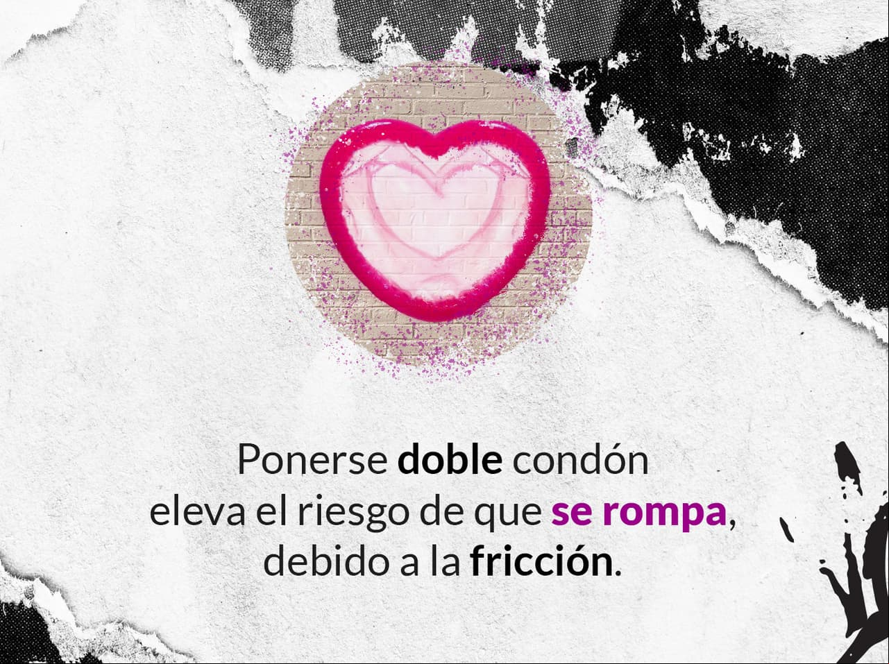 Usar dos condones, sean del tipo que sean, al mismo tiempo, no eleva la tasa de protección. Por el contrario, incrementa el riesgo de que se rompan y así, a la par, aumenta el riesgo de embarazarse o contraer una ITS.