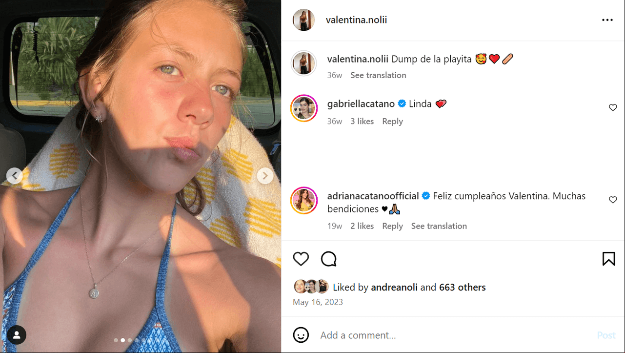 Adriana Cataño deseó feliz cumpleaños a Valentina Noli.