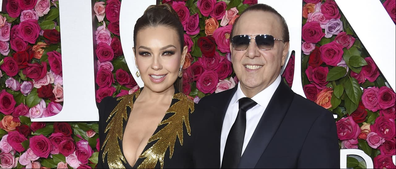 Thalía y Tommy Mottola en los Tony Awards