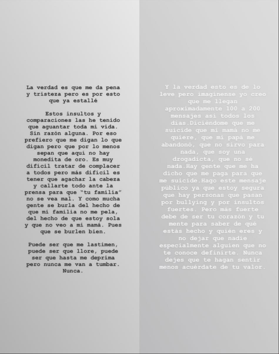 Frida Sofía denuncia cyberbullying en Instagram