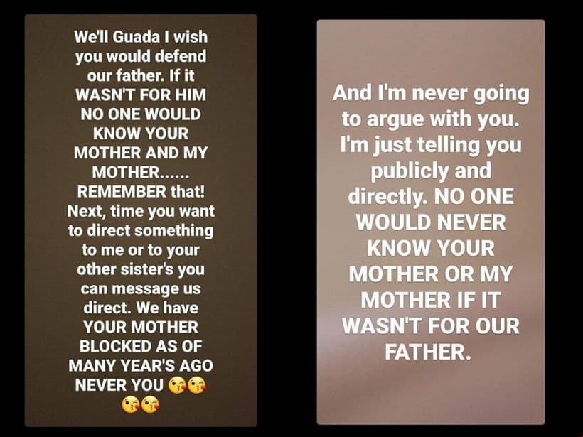 Así respondió Ayana a su media hermana Lupita.