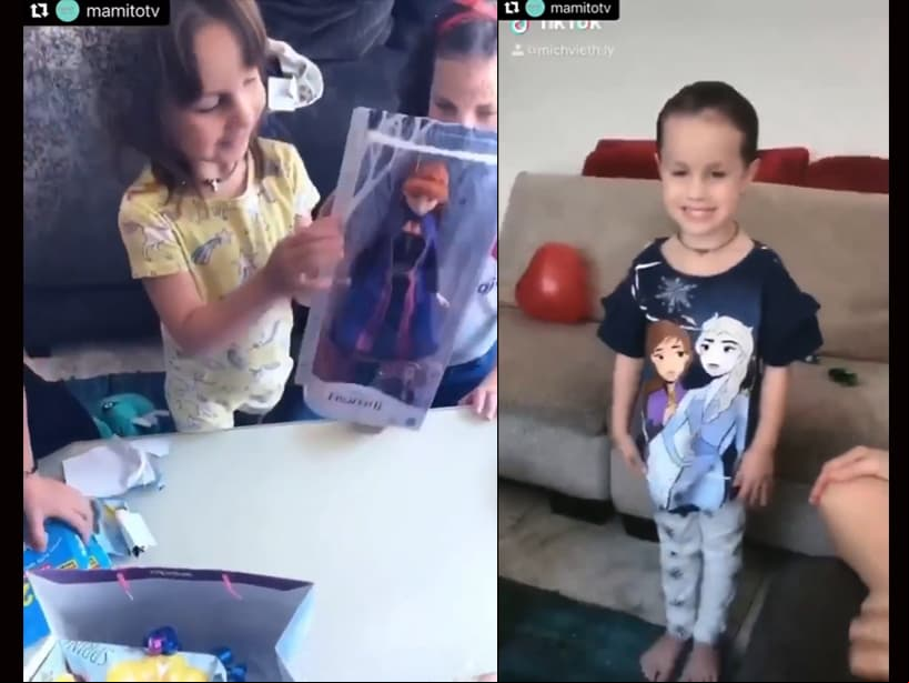 Keika abrió sus regalos, todos de ‘Frozen’, mostrando la muñeca Barbie de ‘Ana’, un juego de mesa y una pijama con el estampado de las protagonistas.