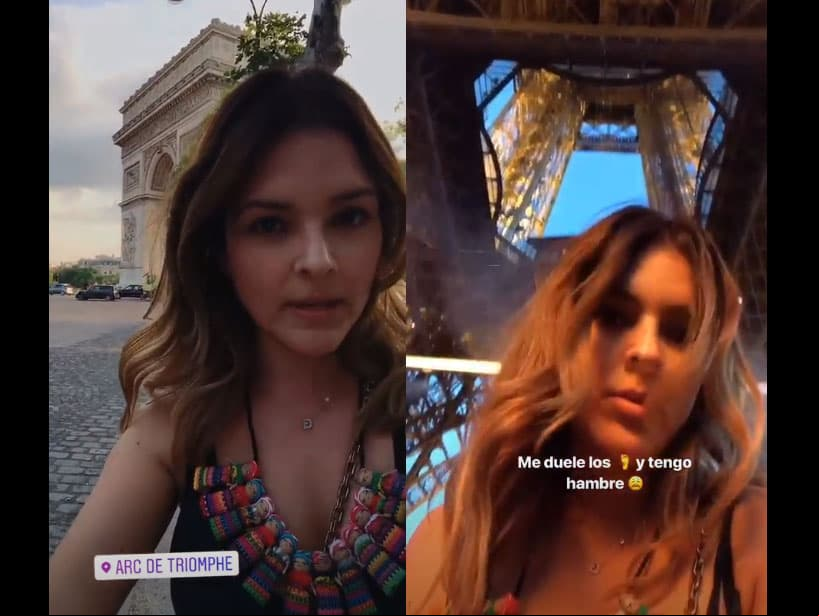 A pesar del calor, la actriz visitó el Arco del Triunfo e hizo fila para subir a la torre Eiffel.