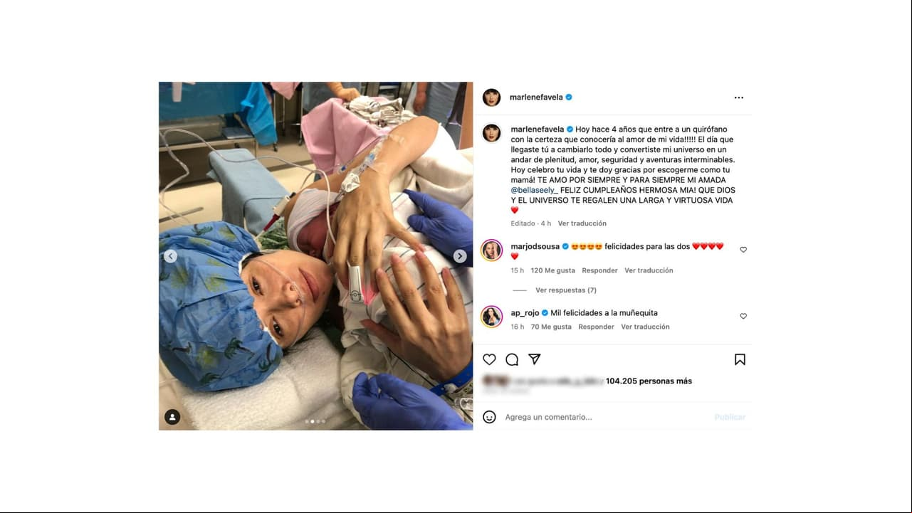 La hija de Marlene Favela nació el 12 de octubre de 2019.