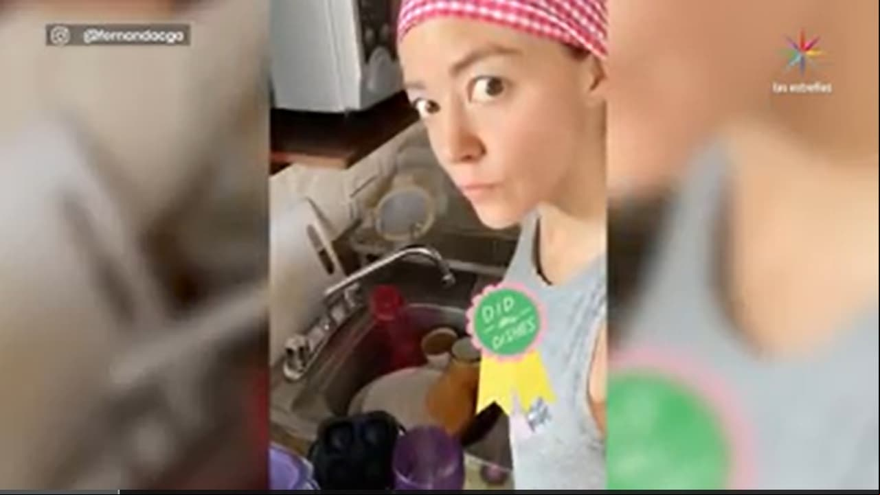 La cocina quedó al descubierto durante una historia en la que apareció Fernanda Castillo lavando los trastes, luego de que Erik Hayser cocinó.