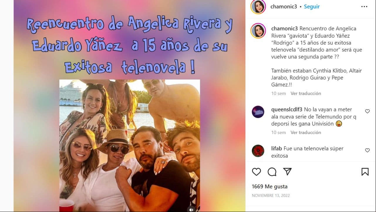 El reencuentro entre Angélica Rivera y Eduardo Yáñez sucedido en noviembre de 2022