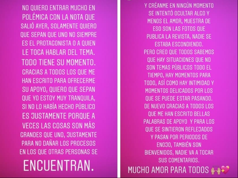 Estos son los mensajes que la integrante de JNS publicó