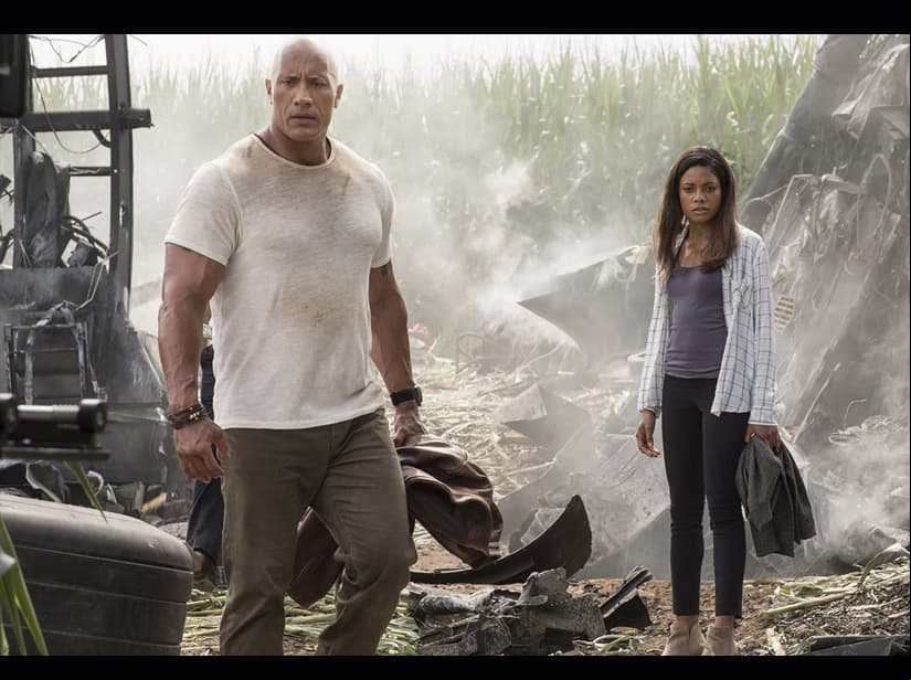 Dwayne Johnson y Naomie Harris en la película 'Rampage: Devastación'
