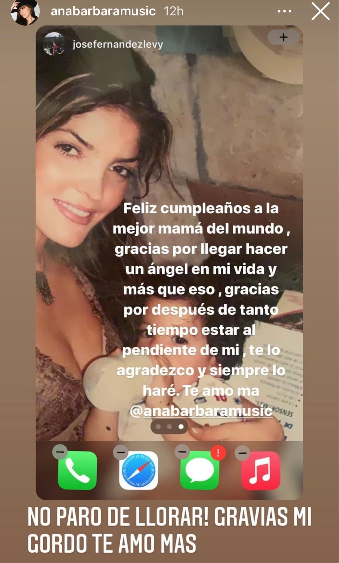 Ana Bárbara cumple 50 años y José Emilio, hijo de la fallecida Mariana Levy, no perdió la oportunidad de felicitarla.