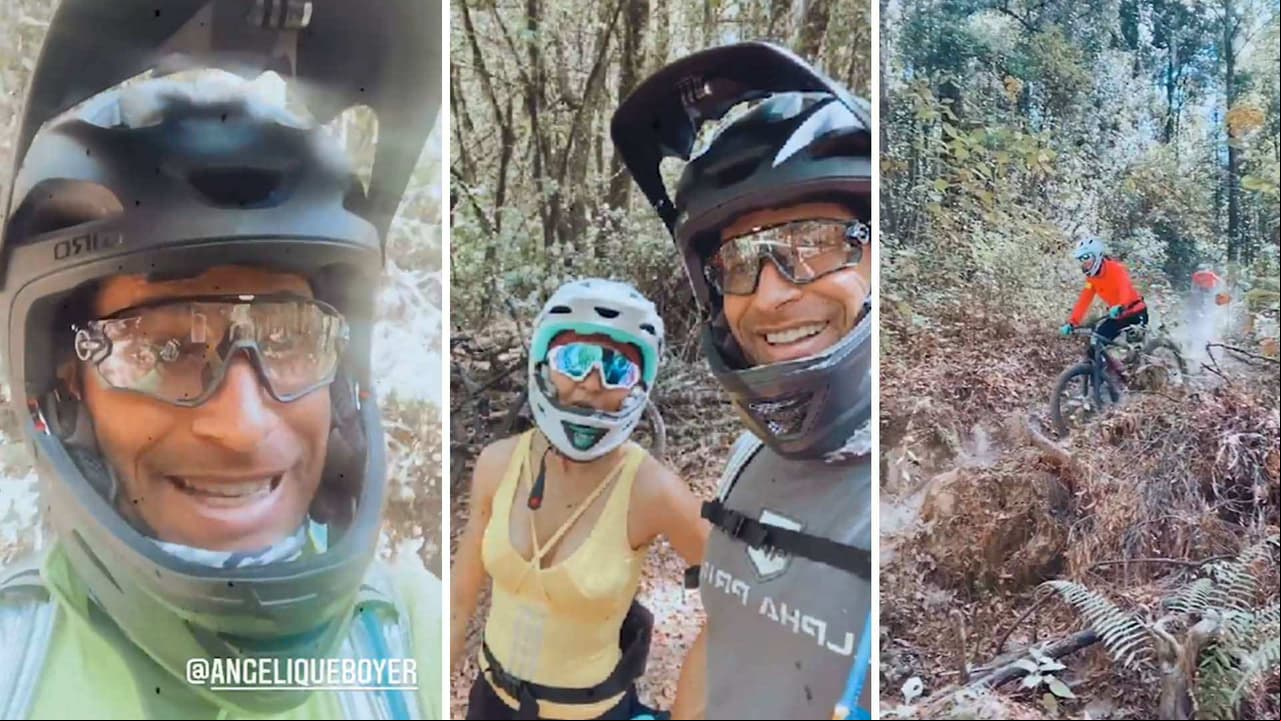 Sebastián Rulli le echa porras a Angelique Boyer mientras baja una montaña en bicicleta: 'No te vayas a caer'