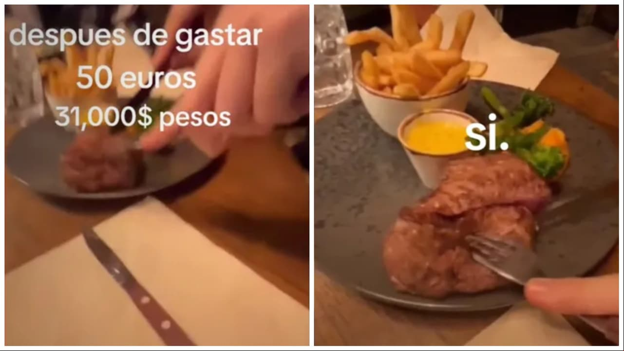 Hombre se queja del precio de la carne en restaurante.