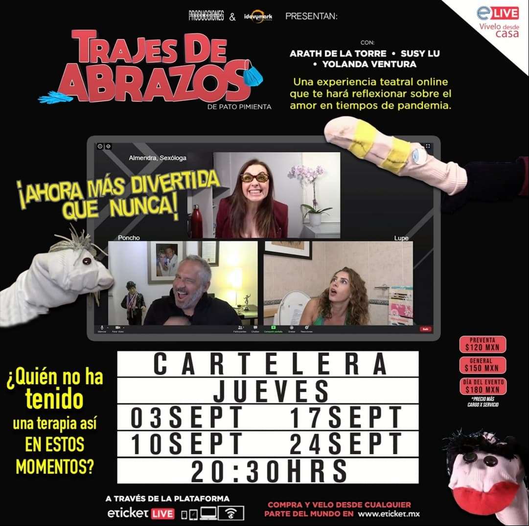 Trajes de abrazos con Arath de la Torre, Yolanda Ventura y Susy Lu