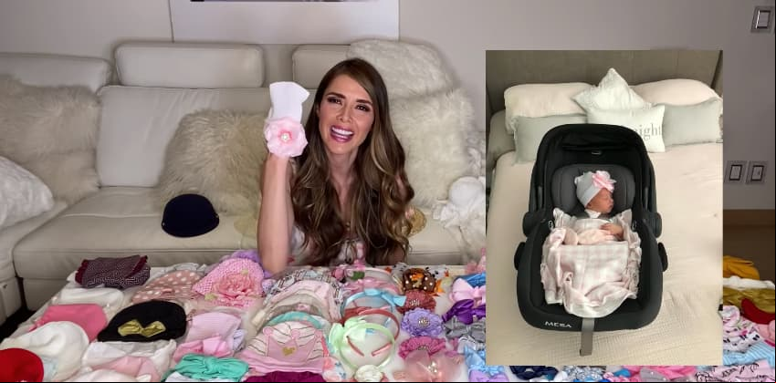 Marlene Favela muestra el gorro con el que su hija salió del hospital