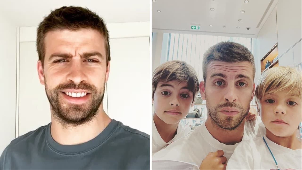 Gerard Piqué y sus hijos, Milan y Sasha.