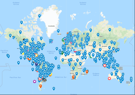 Imagen del mapa de Google de donde son los fans de Juliantina