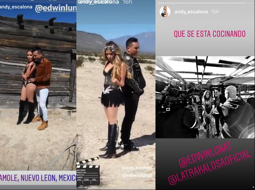 Edwin Luna y Andrea Escalona en la grabación del video 'Telarañas'