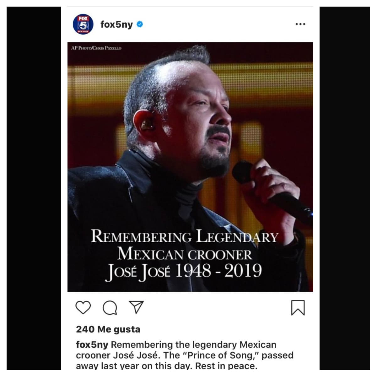 Posteo donde confunden a José José con Pepe Aguilar