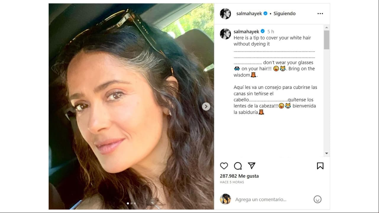 Salma Hayek muestra sus canas.