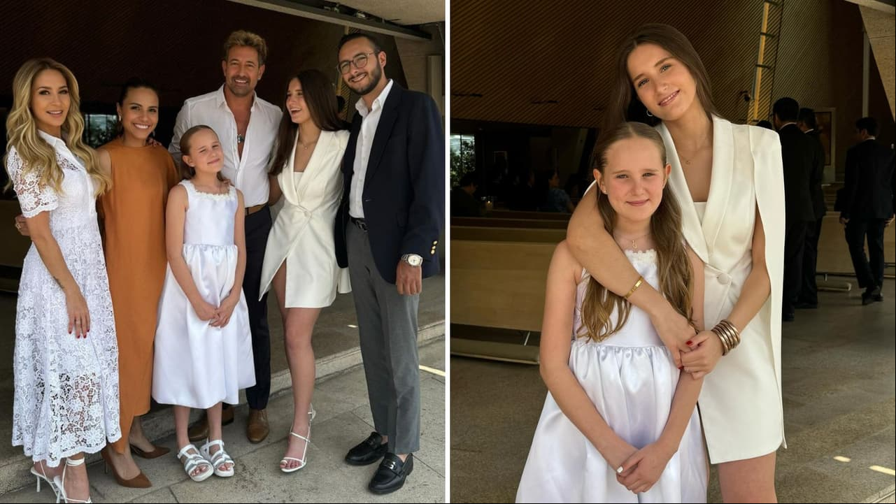 Así fue la primera comunión de Miranda, hija de Geraldine Bazán y Gabriel Soto.