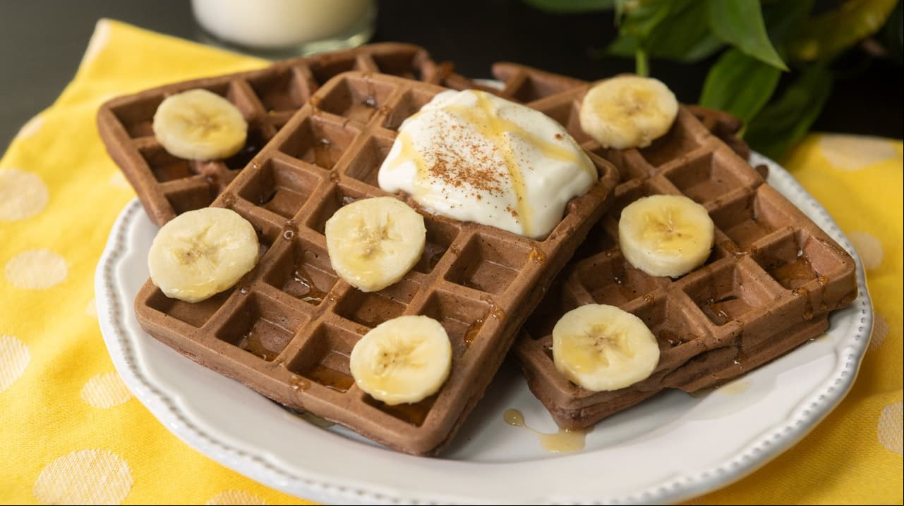 Waffles de avena con chocolate en 5 minutos (sin azúcar)