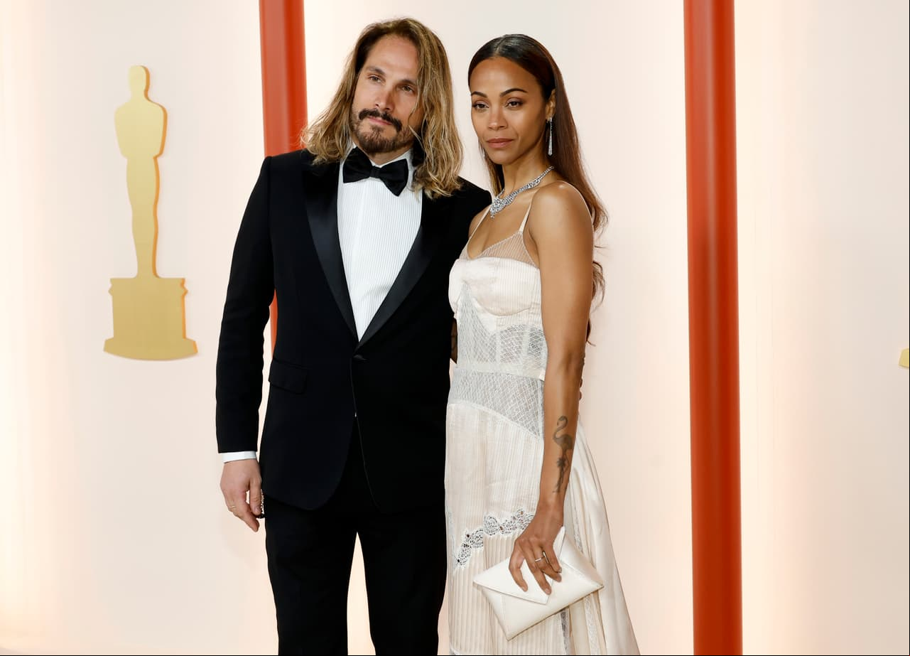 Zoe Saldaña y Marco Perego.