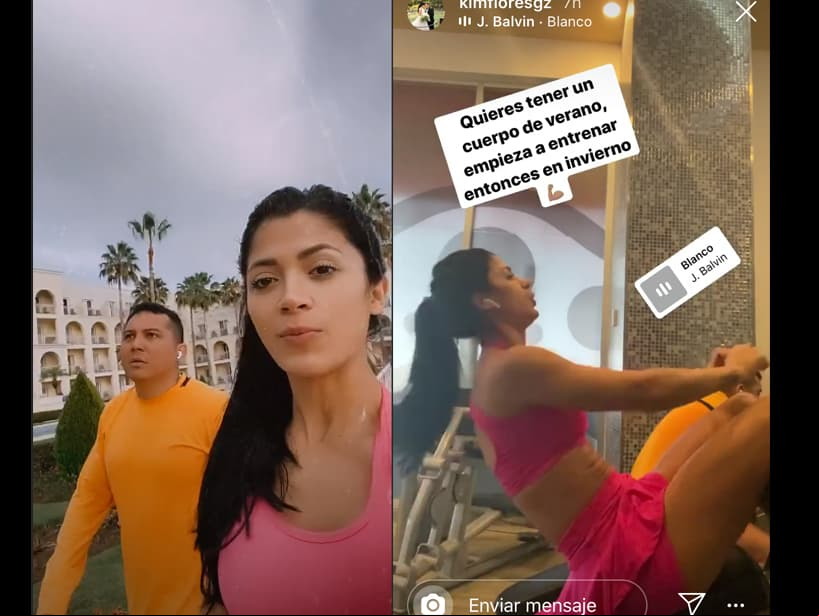 En compañía de Edwim, Kimberly asistió al gimnasio y realizó un poco de cardio, además de hacer algunas abdominales al ritmo de J Balvin, destacando que habían pasado dos días desde que no hacían ejercicio, pero que no importaba porque estaban de vacaciones.