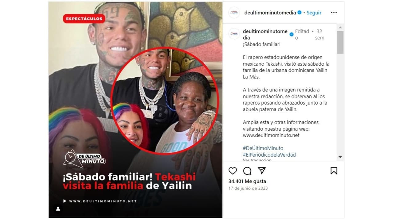 Abuela de Yailin convivió con ella y Tekashi el año pasado.