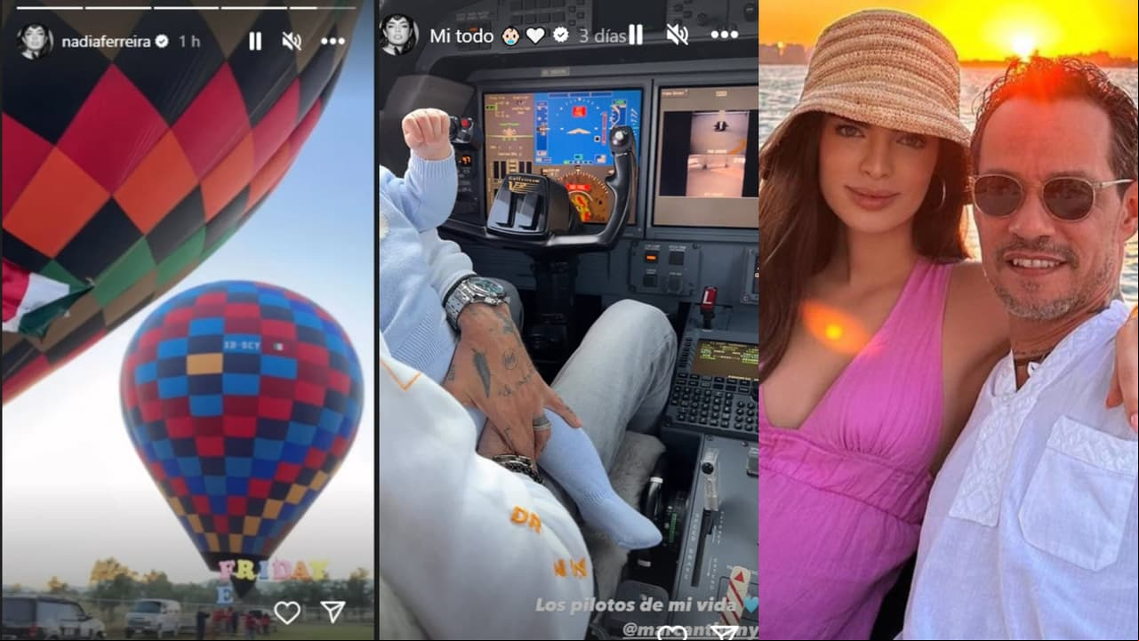Nadia Ferreira compartió desde el pasado viernes 22 de septiembre una foto del paseo en globo que hizo en México y otra imagen desde la cabina del avión que la llevó, junto a Marc Anthony y su bebé, hasta ese país.