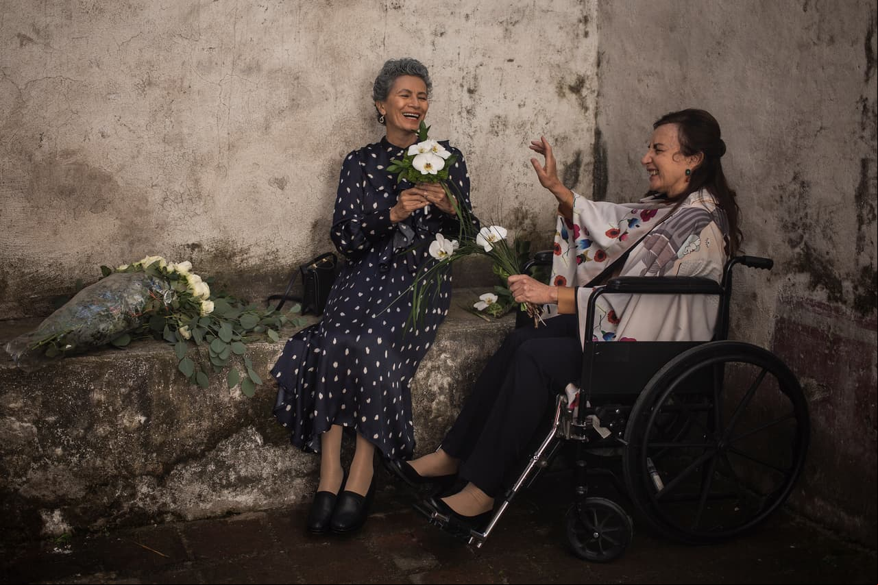 Patricia Reyes Spíndola y Verónica Langer compartían un momento juntas en medio de las grabaciones del gran final.