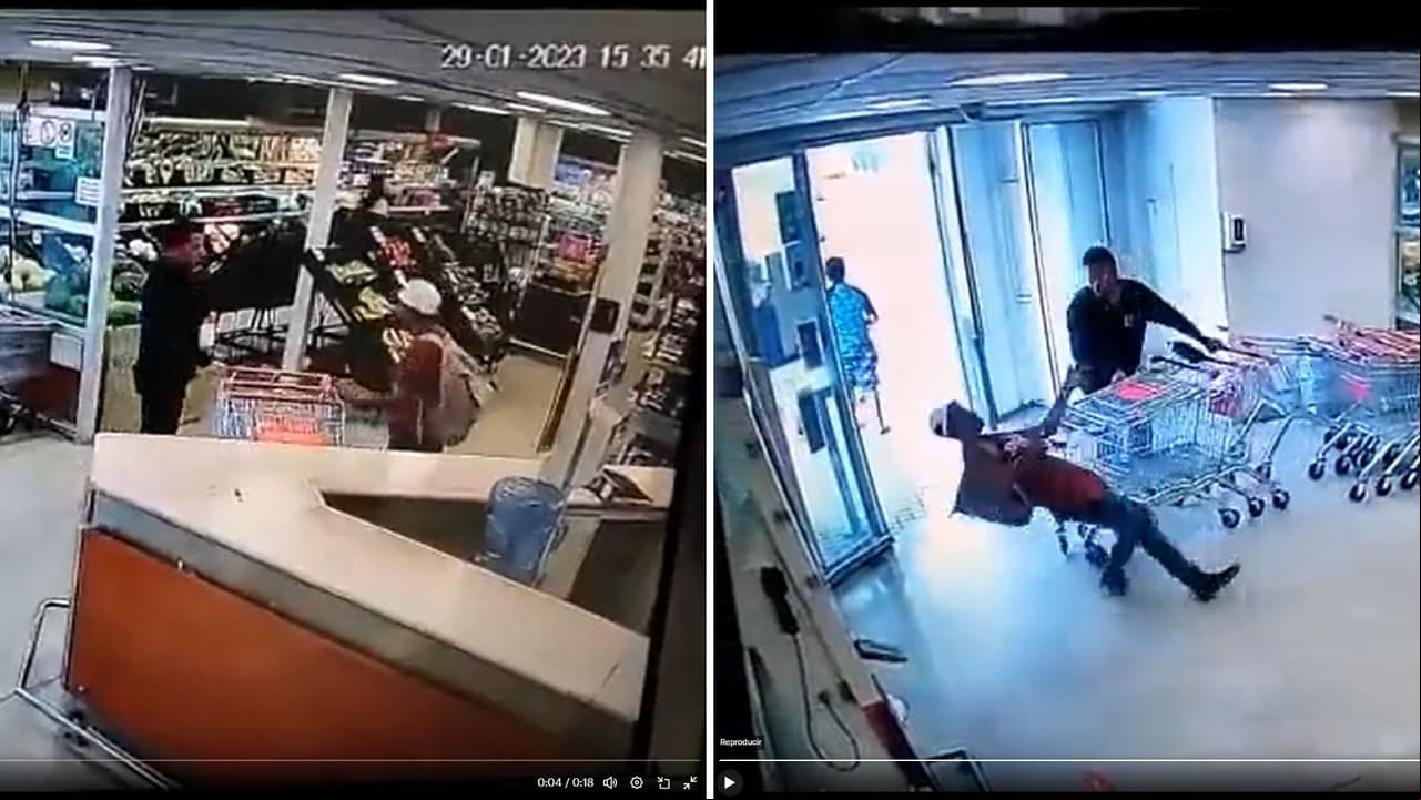 Empleado detiene a ladrón con una botella de refresco.