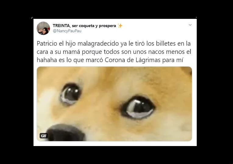 La usuaria de Twitter identificada como @NancyPauPau compartió la forma en la que le duele la el maltrato de ‘Patricio’ (Alejandro Nones) a su madre ‘Refugio’ (Victoria Ruffo).