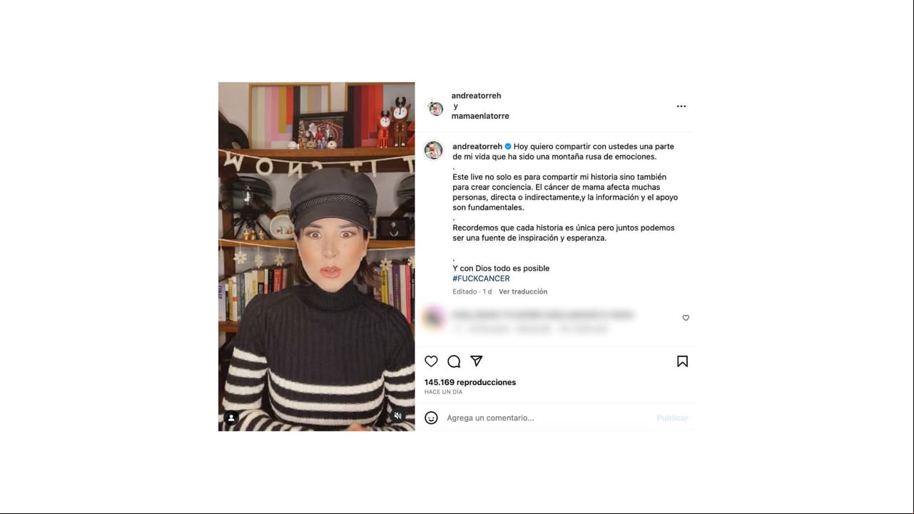 Andrea Torre narró su historia con el cáncer de mama.