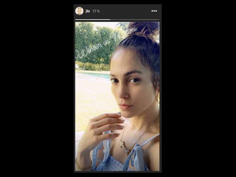 Jennifer Lopez disfrutando del invierno en Miami.
