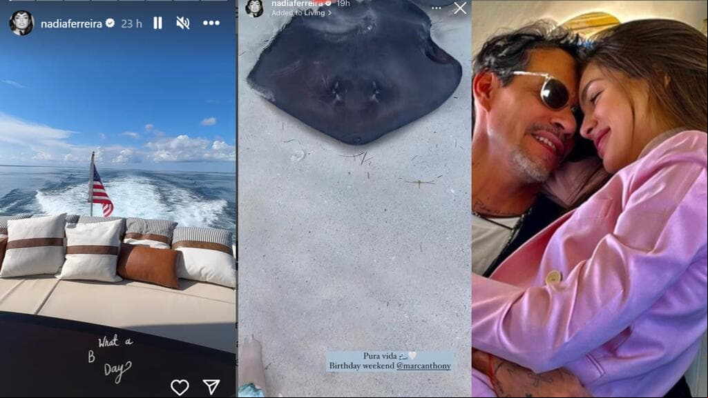 Nadia Ferreira le festejó a Marc Anthony su cumpleaños con un paseo en yate.