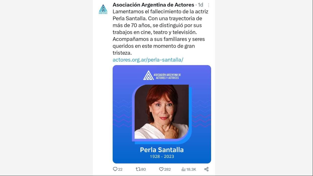 Muere Perla Santalla