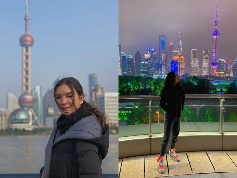 “Día-Noche #China”, fue la frase con la que Mía acompañó las fotografías que colocó en Instagram.