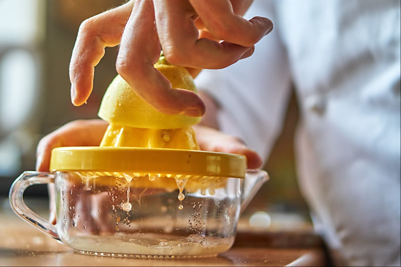cut lemon and juice