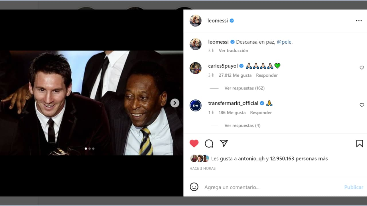 Personalidades de diversas disciplinas del deporte, políticos, estrellas de cine, instituciones y algunos de los estadios históricos del futbol Mundial se rindieron en palabras de iración hacia Pelé tras su muerte.