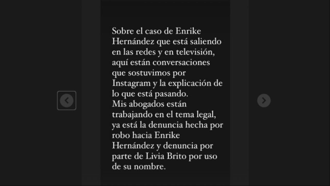 Mensaje de Mariano Martínez, novio de Livia Brito