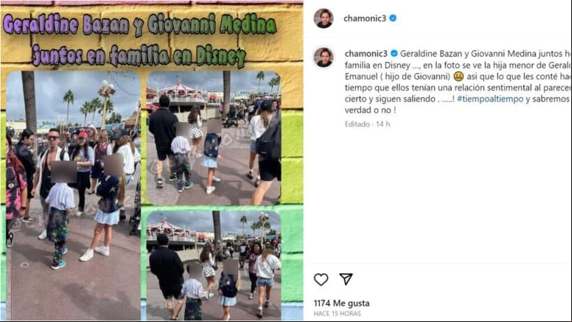 Estas son las fotos en las que aparece Giovanni Medina con su hijo junto a Alexa Miranda, la hija de Geraldine Bazán, quien podría ser la mujer que aparece a la derecha con gorra, blusa blanca y short de mezclilla.