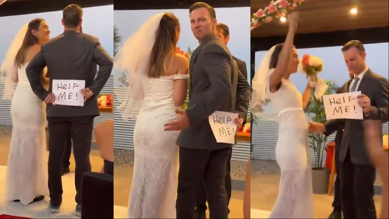 Novio hace broma pesada en su boda