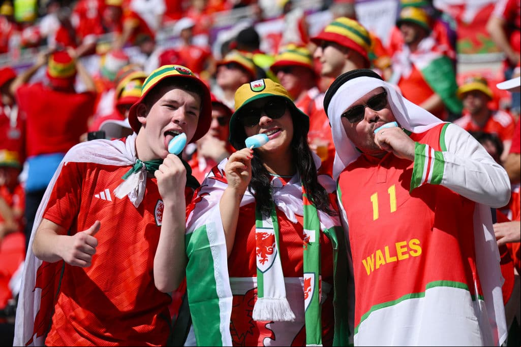 Los aficionados de Gales se hicieron presentes en el Ahmad Bin Ali Stadium.