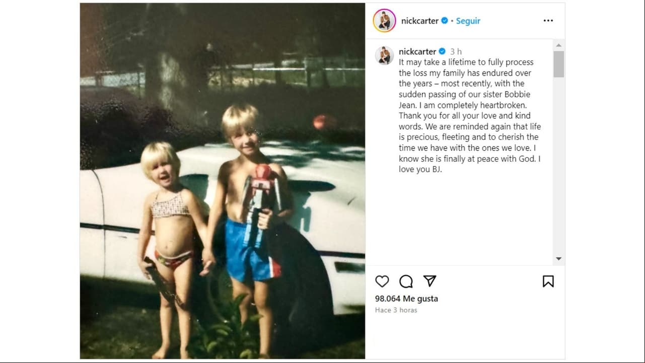 Nick Carter honró a su hermana Bobbie Jean tras su muerte.
