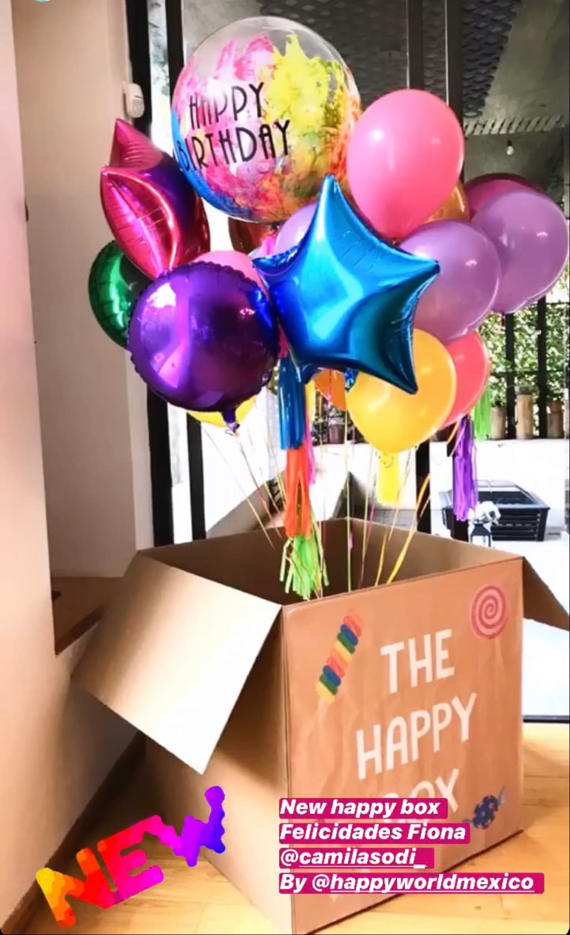 La menor también recibió una enorme caja que en su interior contenía más de 10 globos llenos de colores y divertidas figuras.