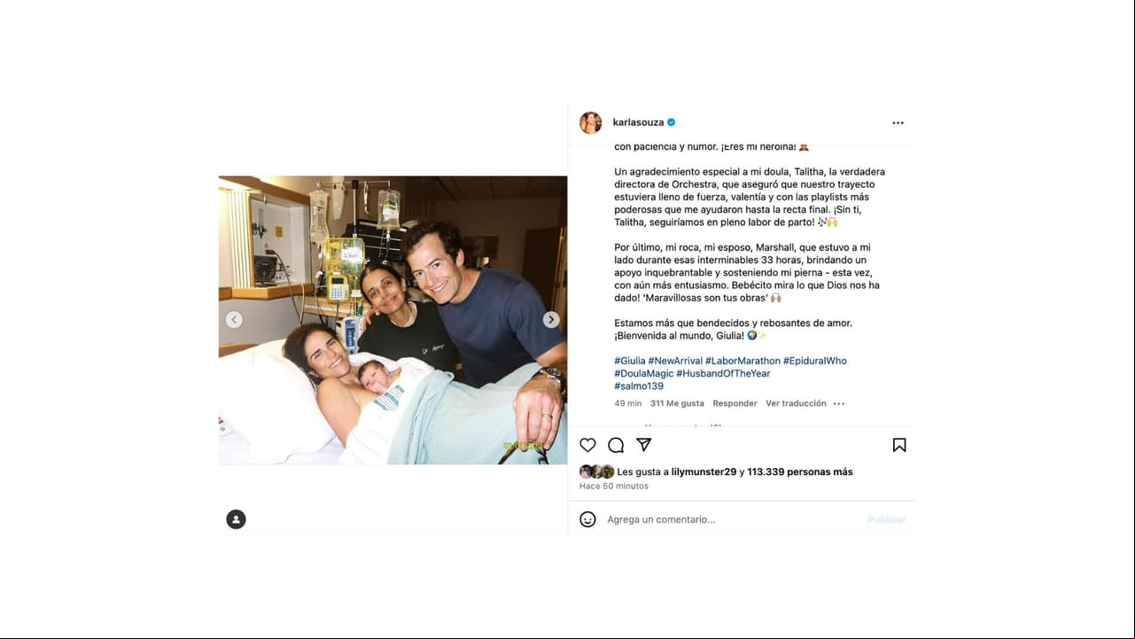 Karla Souza estuvo en labor de parto por 33 horas.