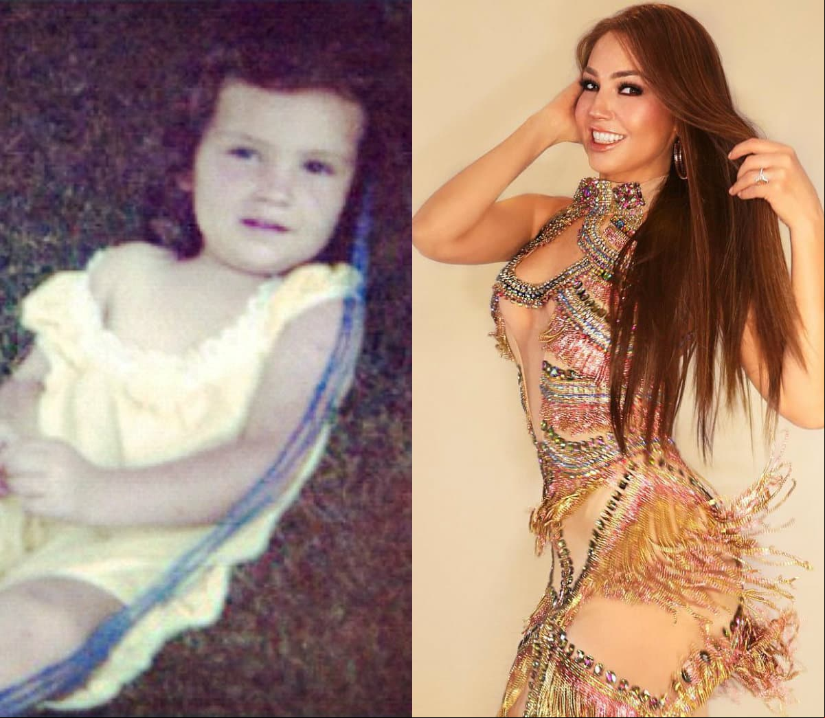 Thalía nació en la Ciudad de México el 26 de agosto de 1971, despuntó en la escena pública cuando tenía apenas un año de edad al aparecer en un comercial. La muerte de su padre, en 1976, marcó la infancia de la cantante.