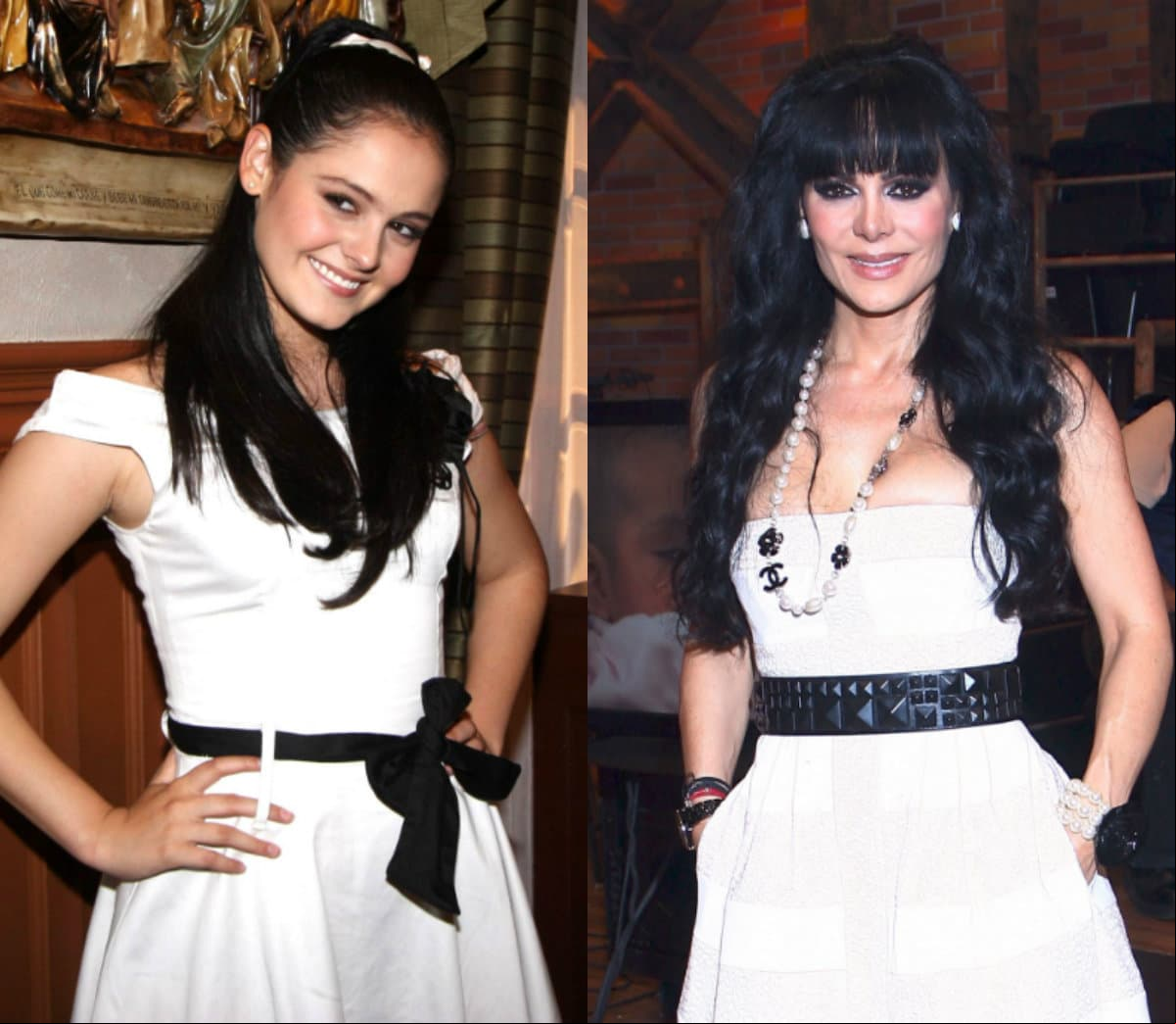 A pesar de la diferencia de edades, Allisson Lozz, quien está retirada del ambiente artístico desde 2010, y Maribel Guardia parecen gemelas; ya que ambas lucen melenas de color negro, enormes ojos y finas facciones en la cara.