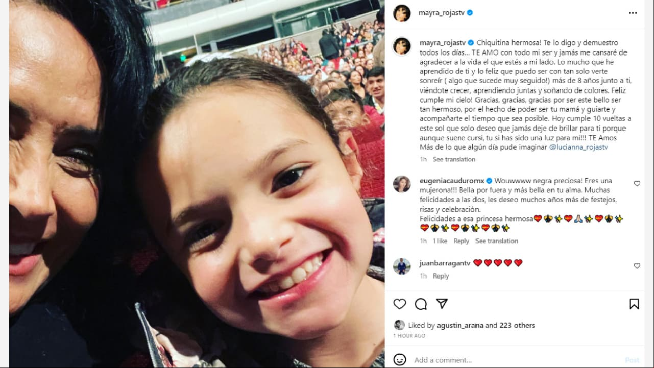 Mayra Rojas celebra una década de vida de su hija adoptiva Lucianna.
